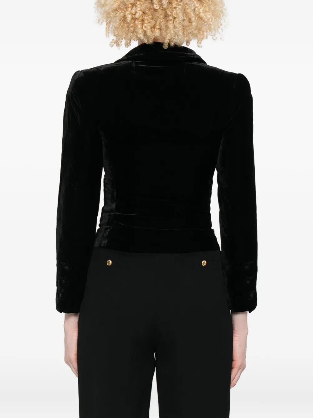 Pre-owned Chanel Velvet Double-breasted Jacket In Black