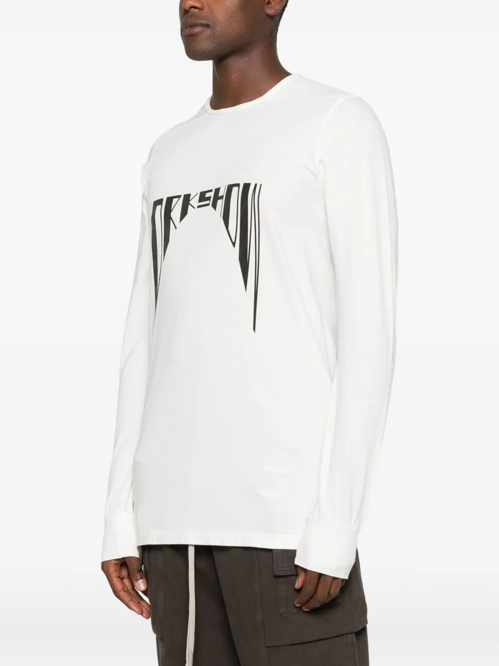 Rick Owens Drkshdw Long-sleeve Logo-print T-shirt In White