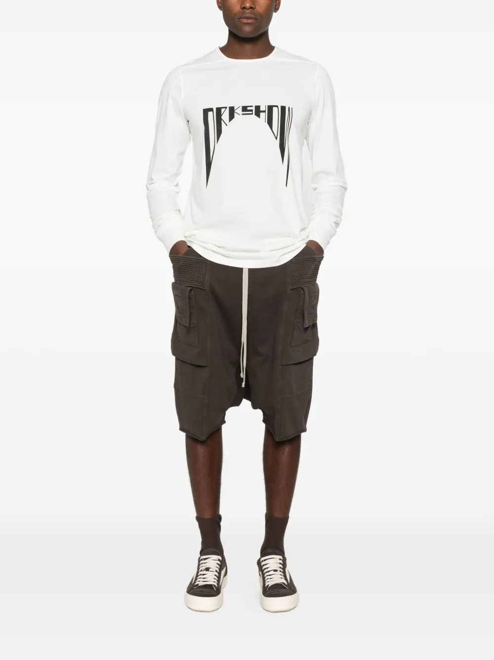 Rick Owens Drkshdw Long-sleeve Logo-print T-shirt In White