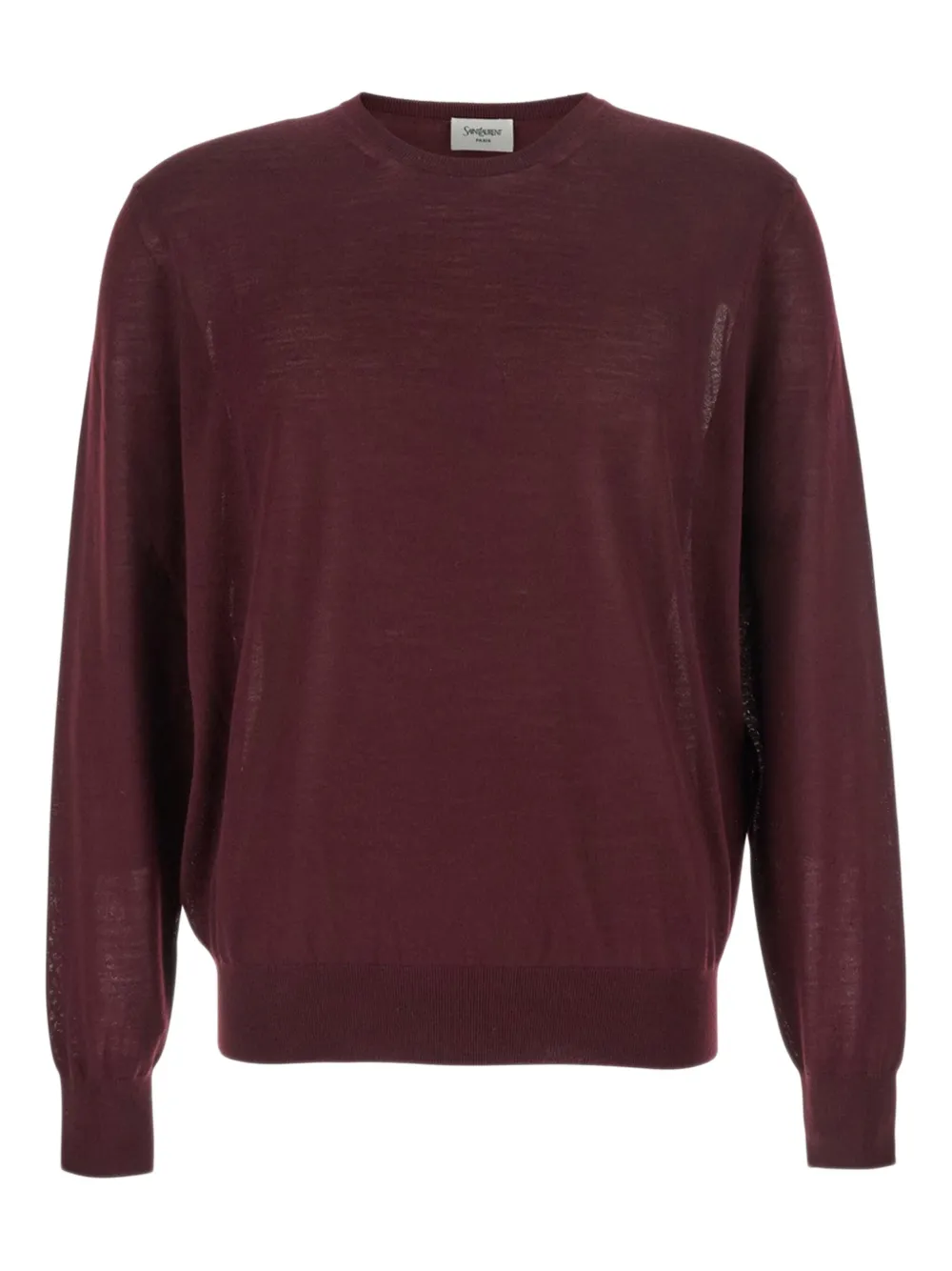 Saint Laurent Bordeaux Crewneck Sweater With Cassandre In Cashmere Man In Burgundy
