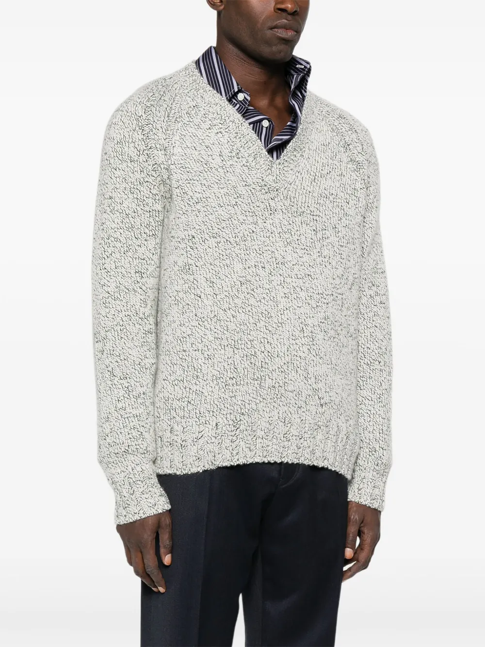 Zegna Gespikkelde trui met V-hals Grijs