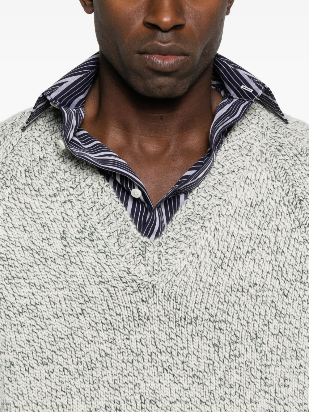 Zegna Gespikkelde trui met V-hals Grijs