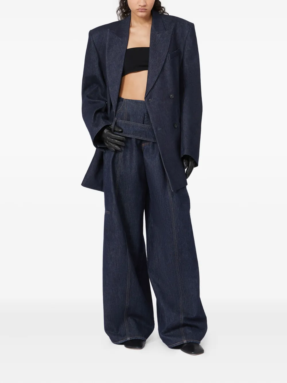 Sportmax Aia belted wide-leg jeans - Blauw