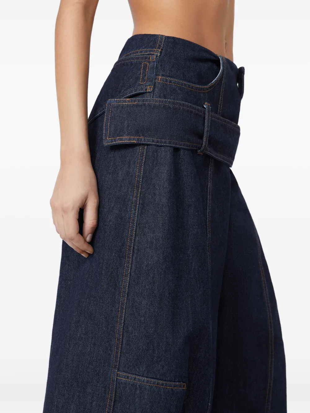 Sportmax Aia jeans met wijde pijpen en ceintuur Blauw