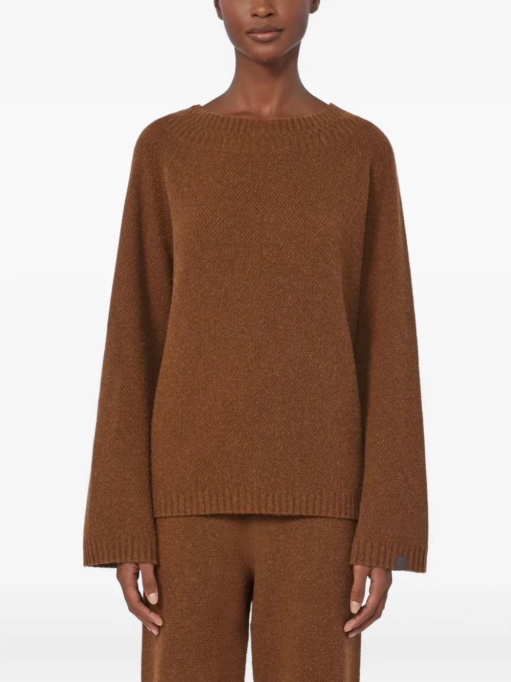 Max Mara Laser Sweater In Leather-colored Camel Yarn In Brown