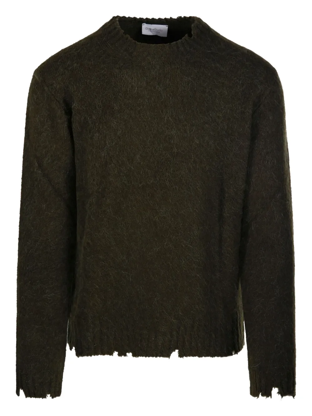 Diana Studio frayed-hem wool sweater | Green | Image 1