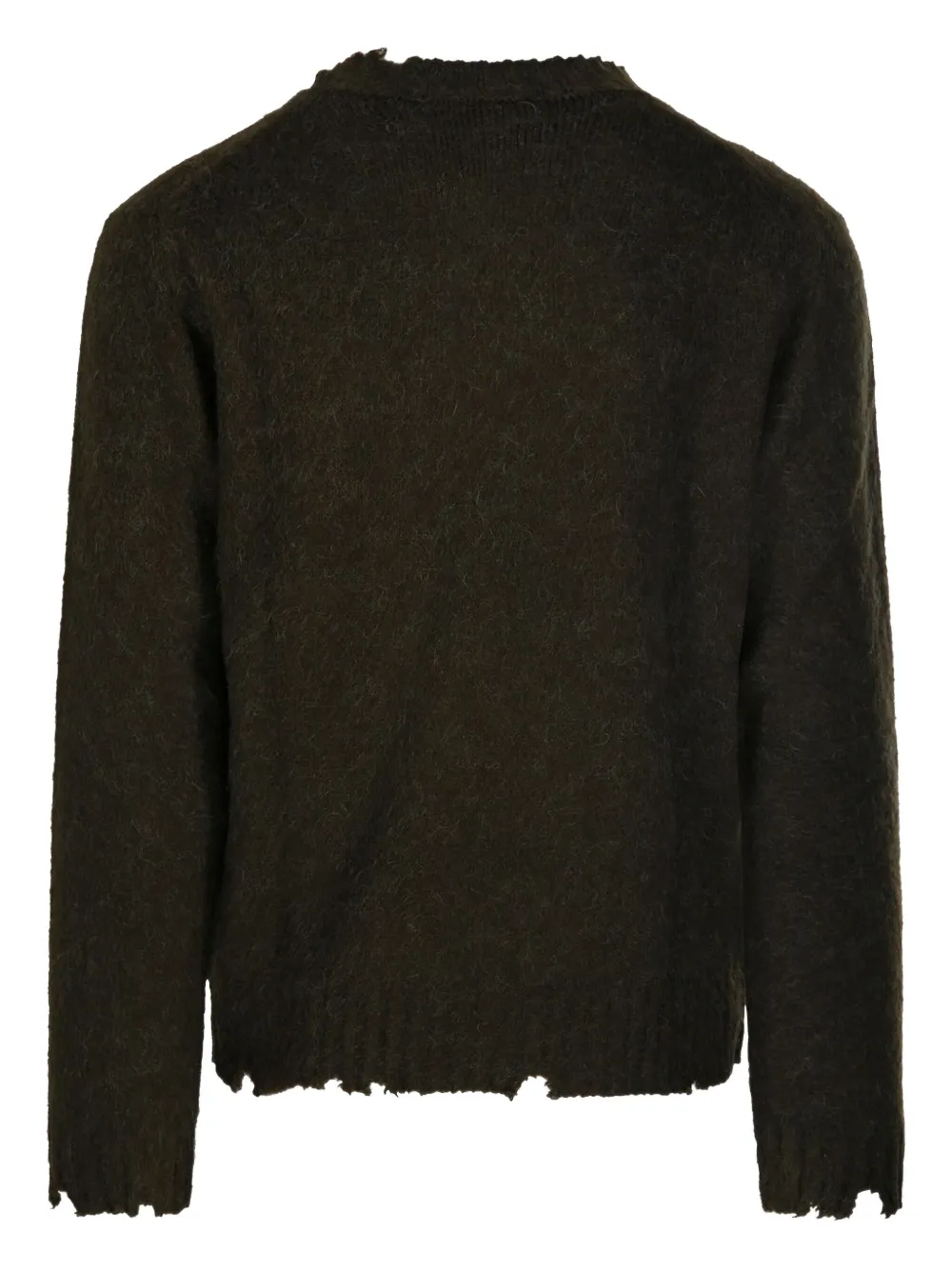 Diana Studio Frayed-hem Wool Sweater In Green