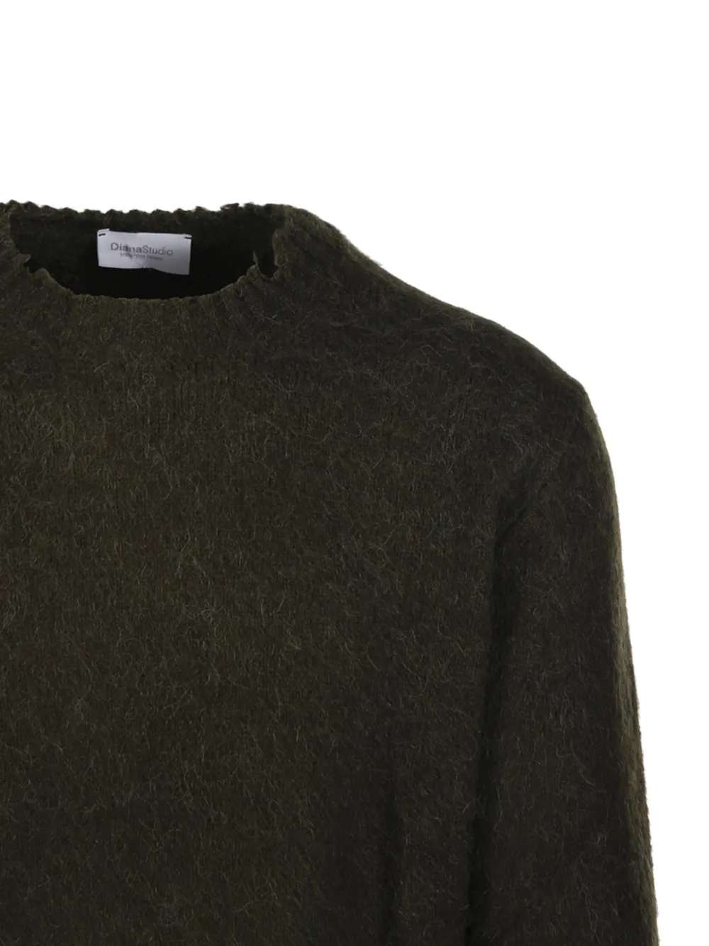 Diana Studio Frayed-hem Wool Sweater In Green