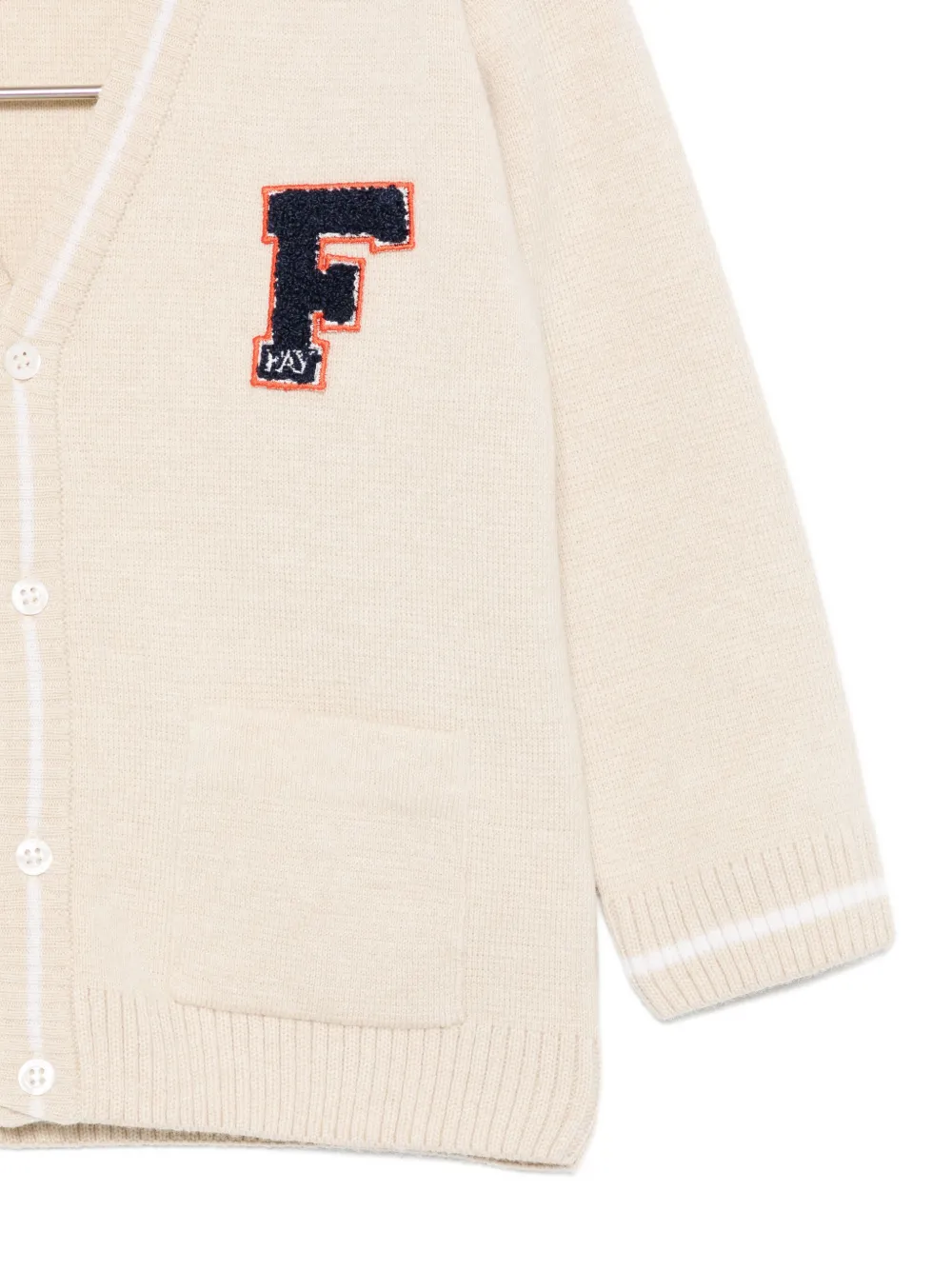 Fay Kids logo-patch cardigan Beige