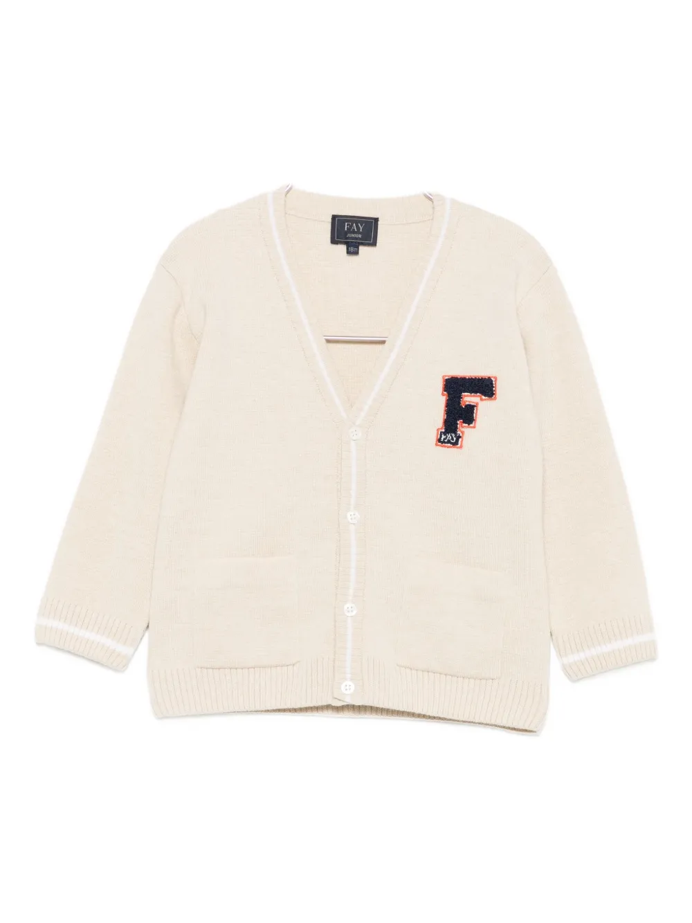 Fay Babies' Logo-patch Cardigan In Neutral