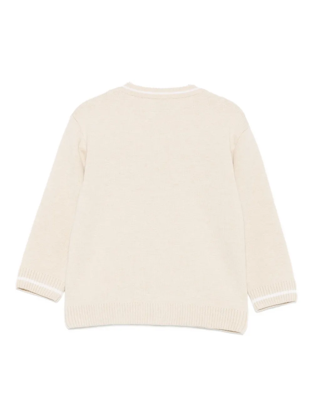 Fay Kids logo-patch cardigan Beige
