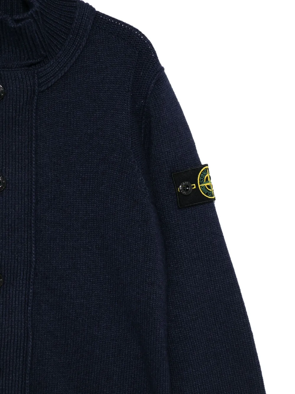 Stone Island Junior Vest met knopen en hoge hals Blauw