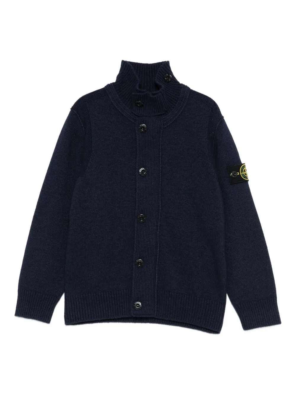 Stone Island Junior Vest met knopen en hoge hals Blauw