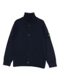 Stone Island Junior high-neck buttoned cardigan - Blue