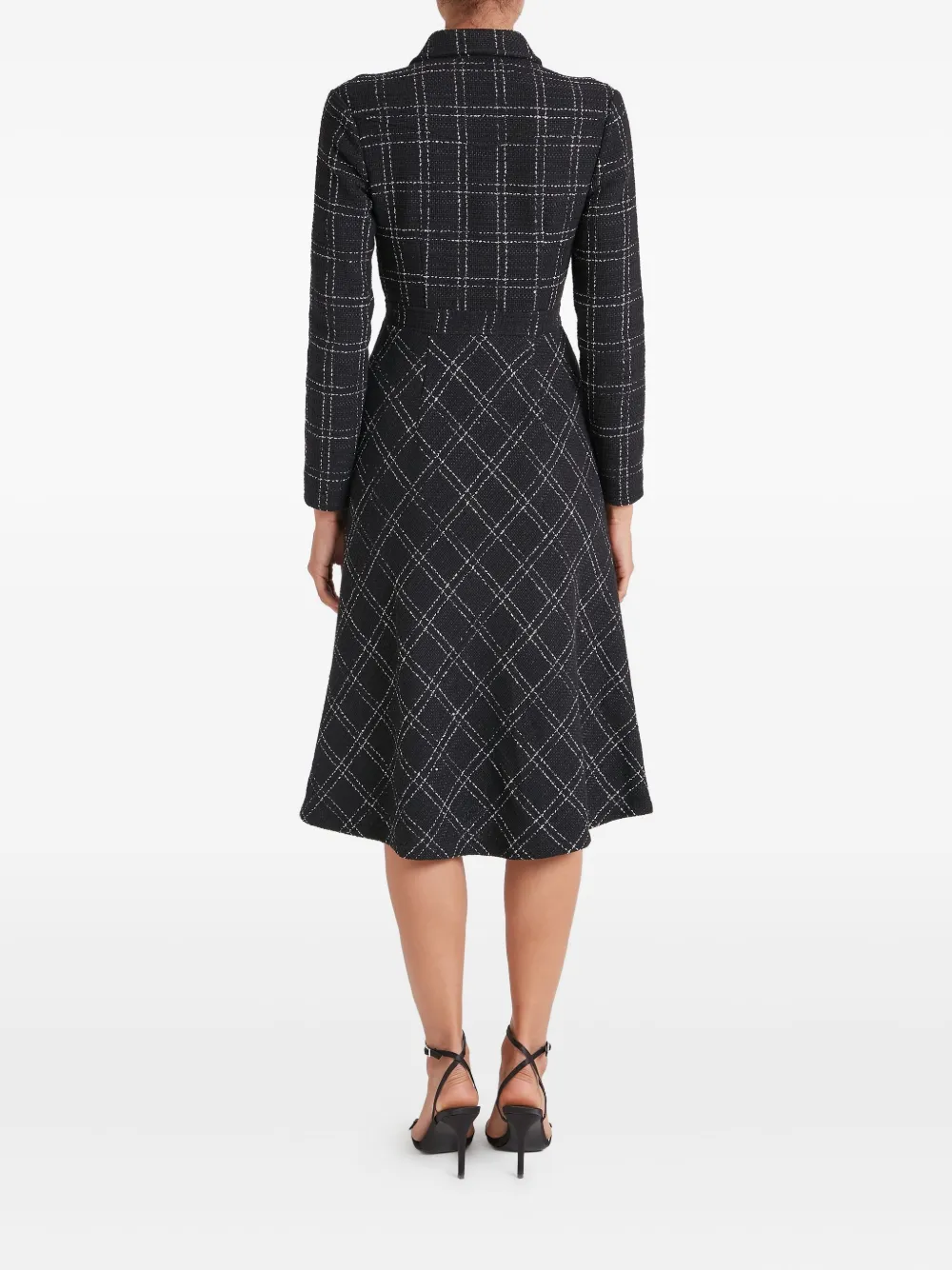 Temperley London Colonel Check-pattern Button Midi Dress In Black