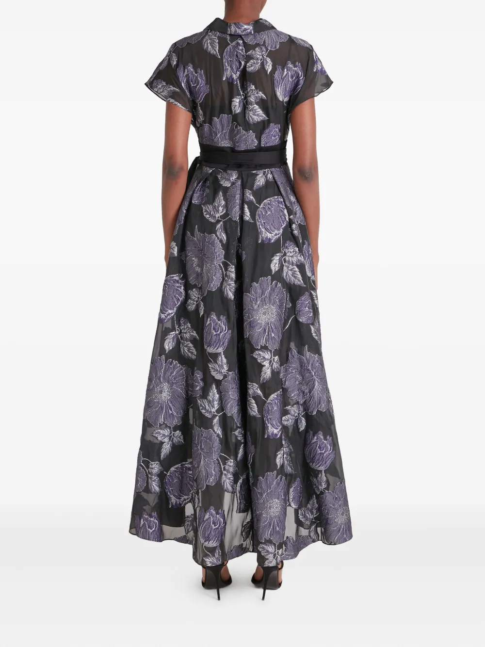 Temperley London Bridget Gown midi-jurk met bloemenprint en ceintuur Zwart