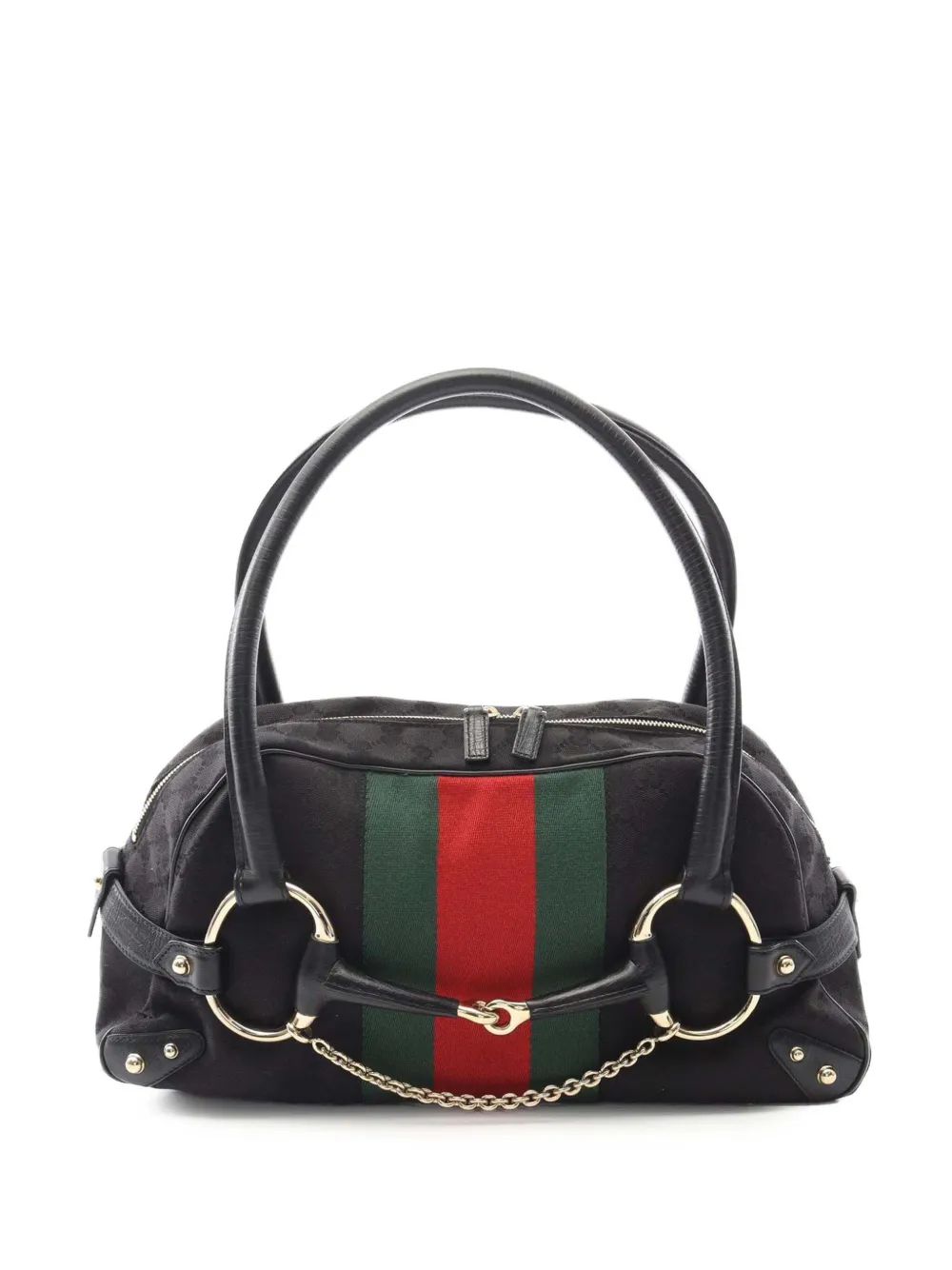 Gucci Pre-Owned 2000-2015 GG Canvas Horsebit Web shoulder bag - ブラック Gucci Pre-Owned 2000-2015 GG Canvas Horsebit Web shoulder bag - ブラック