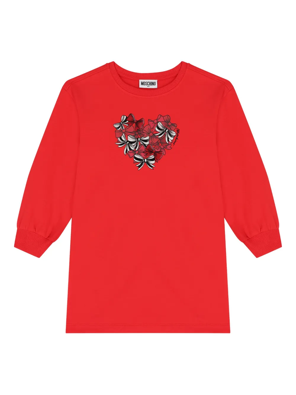 Moschino Kids Katoenen jurk met hartprint Rood