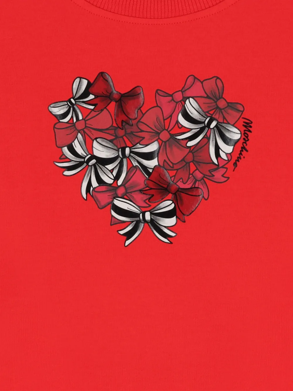 Moschino Kids Katoenen jurk met hartprint Rood