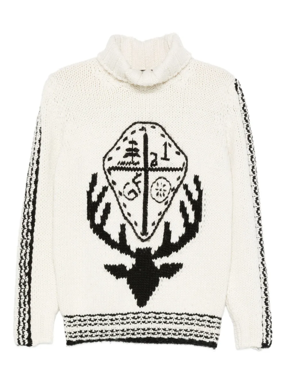 Gianfranco Ferré Pre-Owned 1990s deer-pattern turtleneck sweater | White | Image 1