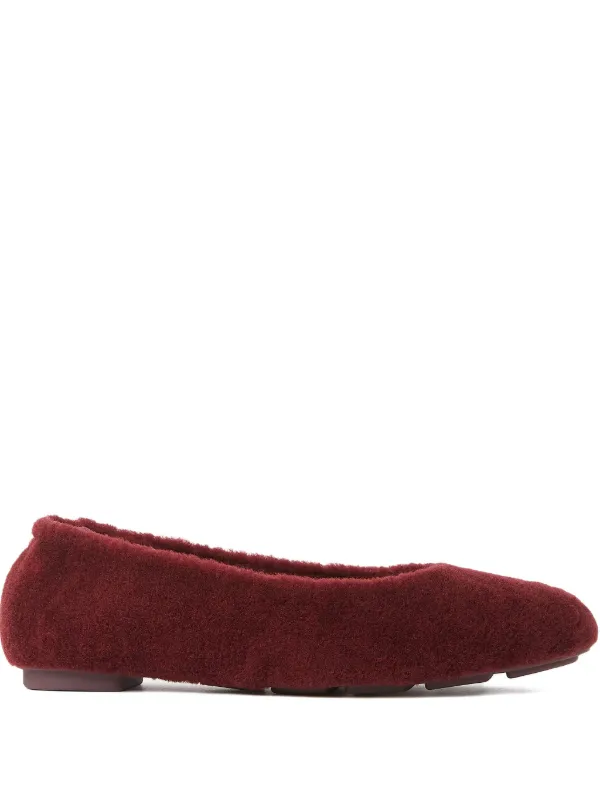 Stuart Weitzman Pirouette Super Chill Shearling Flat in Red