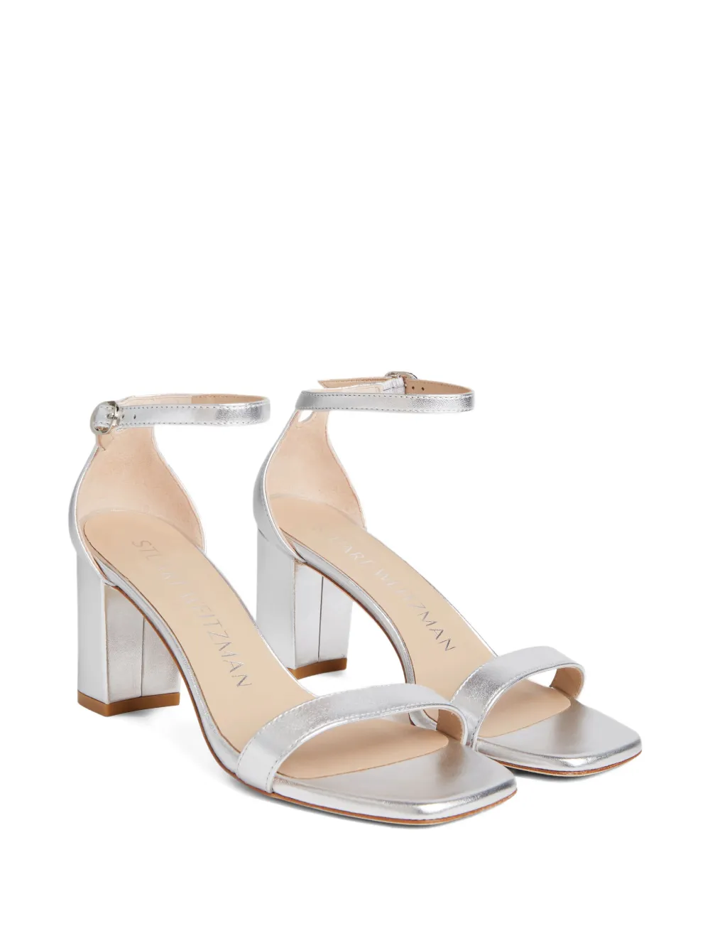Stuart Weitzman Woman Sandals Light Pink Size 6.5 Leather In Silver