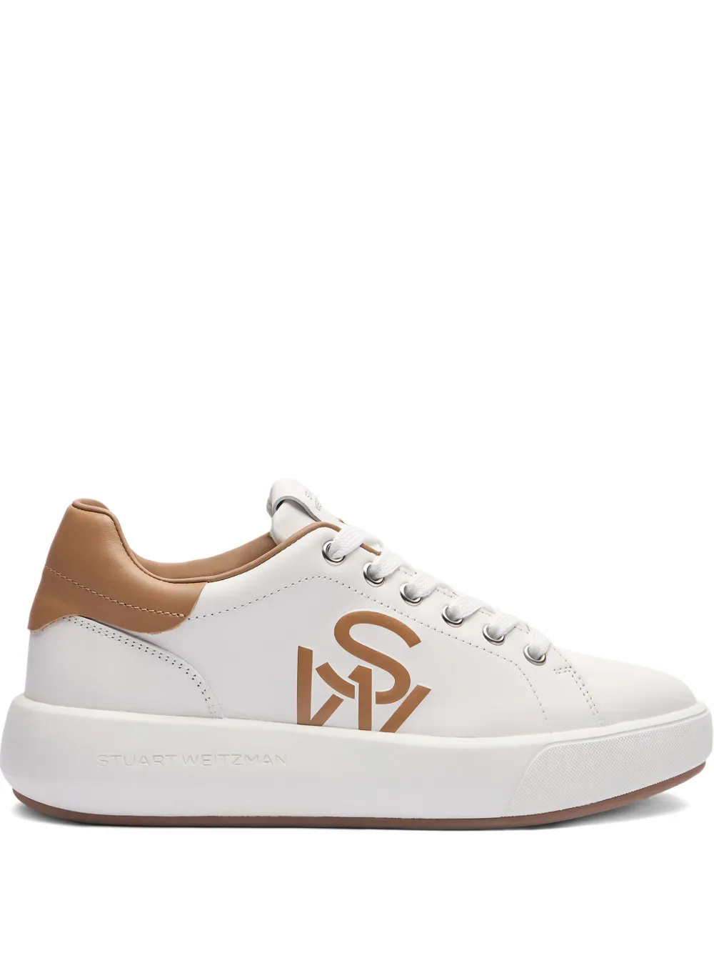Stuart Weitzman Sw Pro Logo Lace-up Sneakers In White