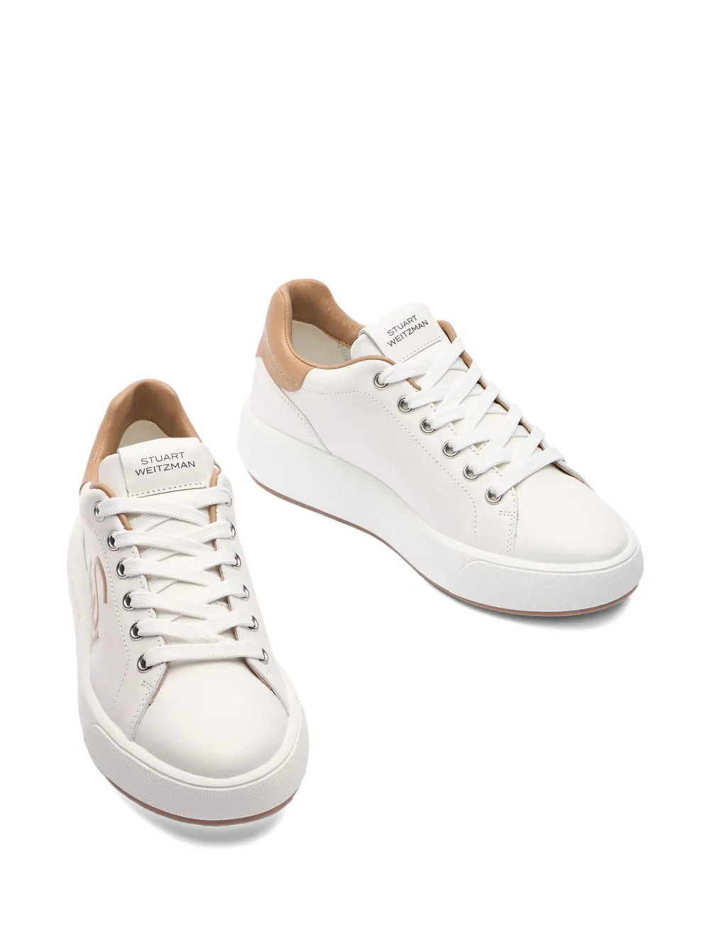 Stuart Weitzman Sw Pro Logo Lace-up Sneakers In White