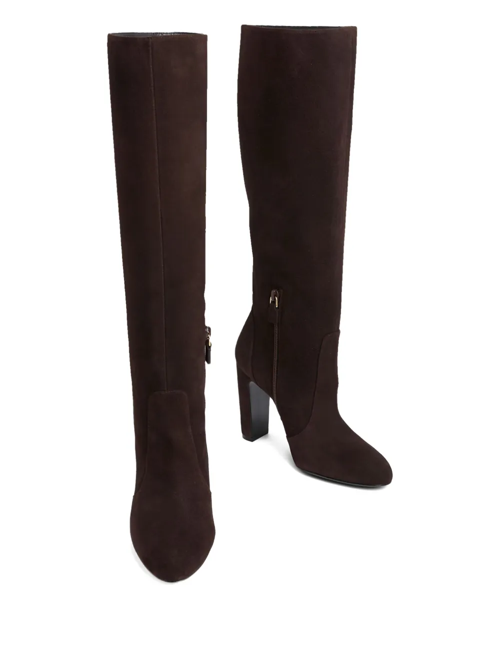 Stuart Weitzman 100mm Vida Block Heel Knee-high Boots In Brown