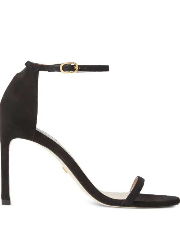 Stuart Weitzman 105mm Nudistsong Double-strap Sandals in Black