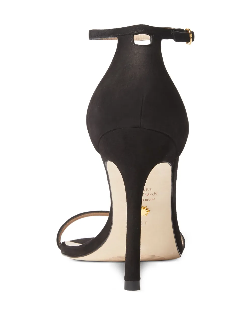 Stuart Weitzman 105 mm Nudistsong sandalen met dubbele bandjes Zwart