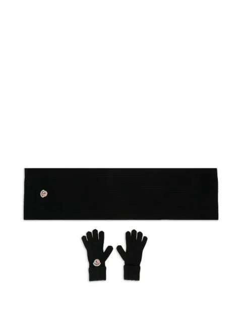 Moncler Enfant logo-plaque wool scarf glove set