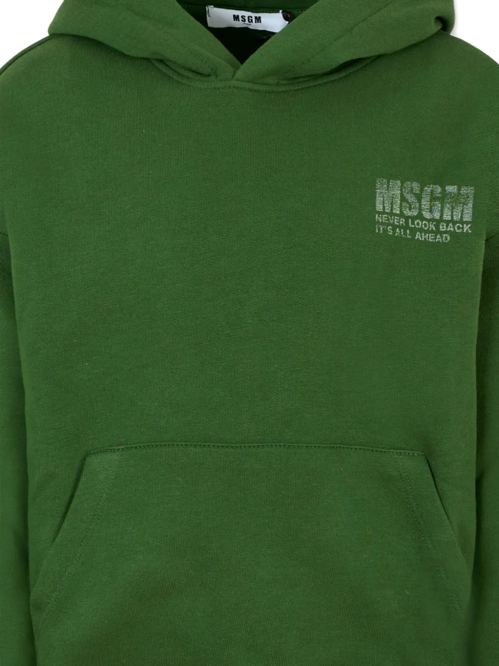 Msgm Logo-print Hoodie In Green
