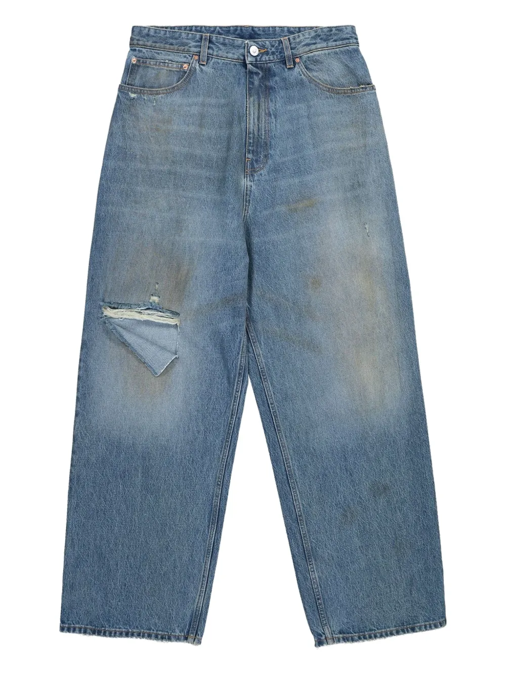 VETEMENTS Gerafelde baggy jeans Blauw