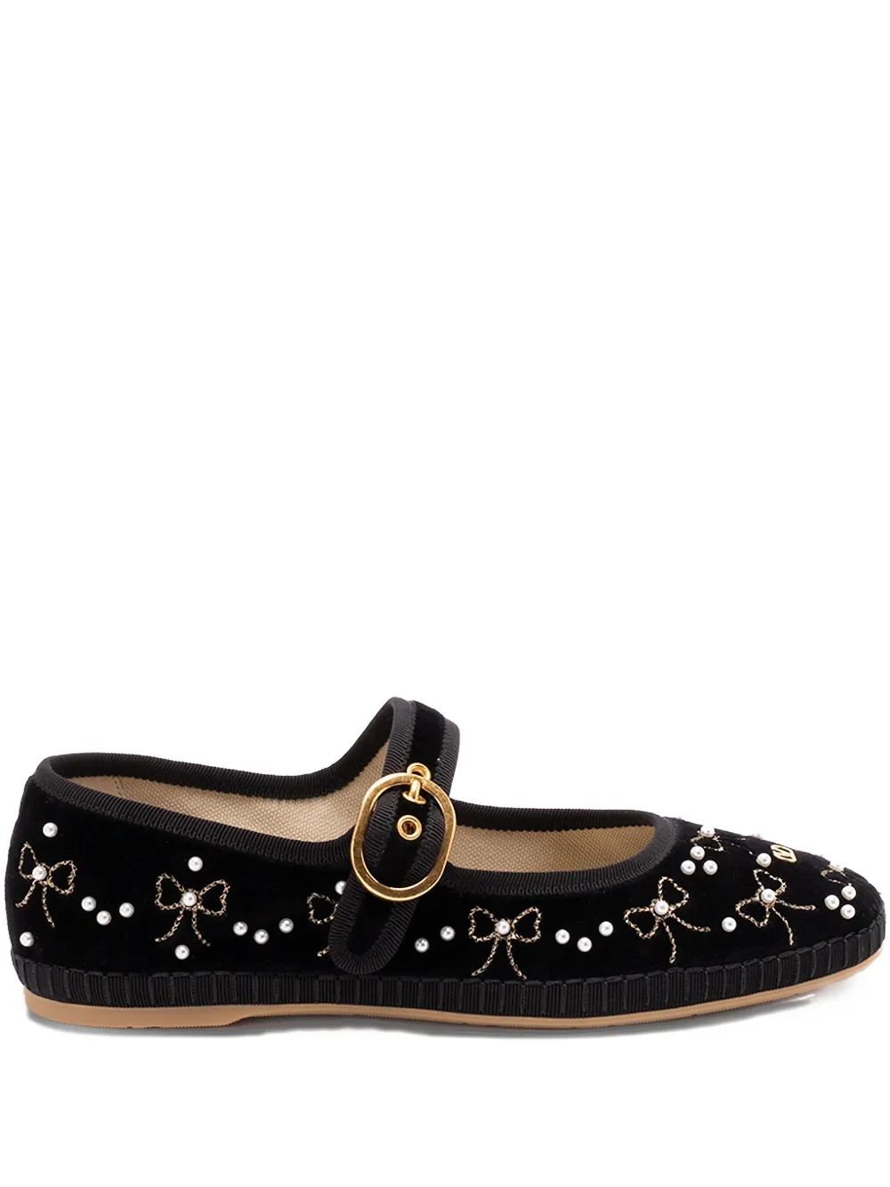 Valentino Garavani VLogo bow-embellished ballet flats Black