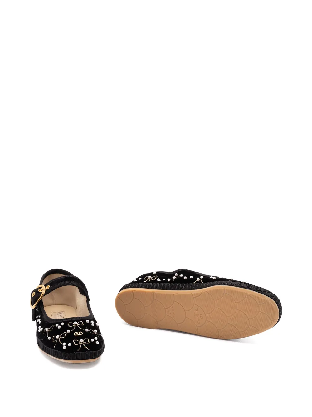 Valentino Garavani VLogo bow-embellished ballet flats Black
