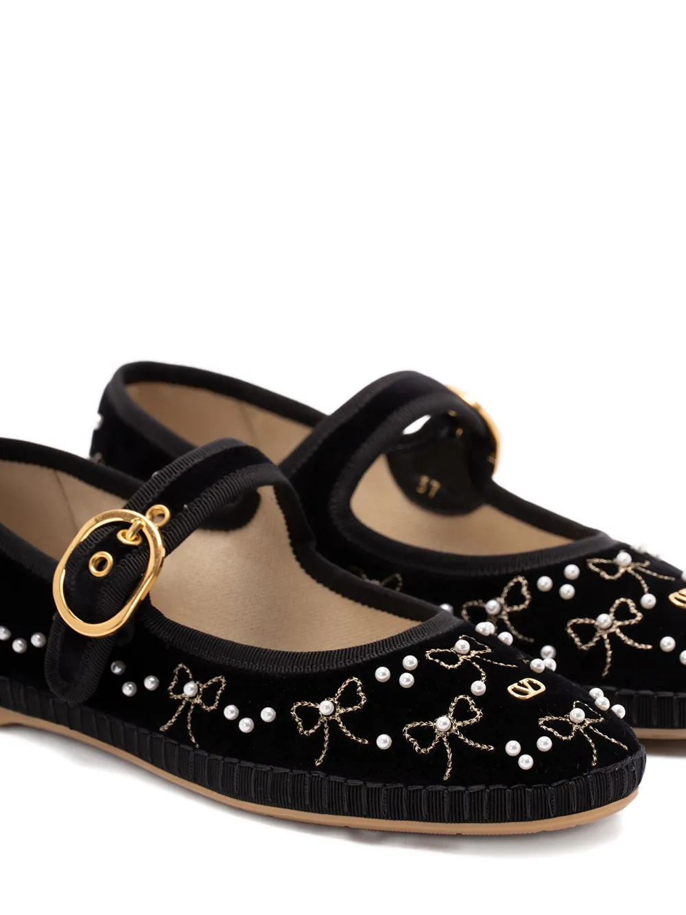 Valentino Garavani VLogo bow-embellished ballet flats Black