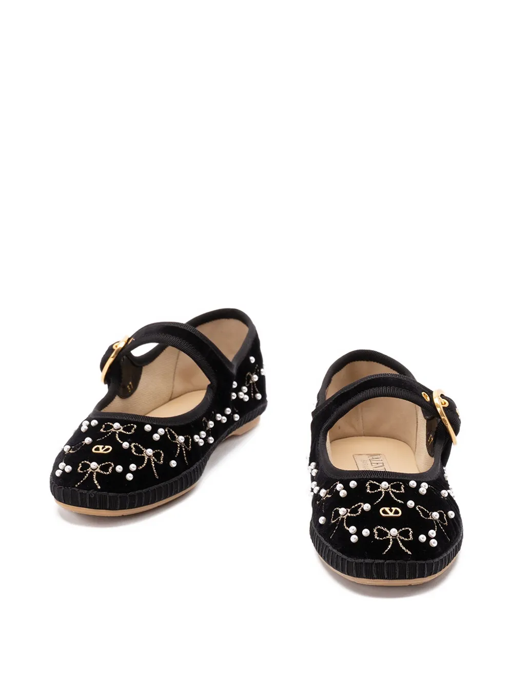 Valentino Garavani VLogo bow-embellished ballet flats Black