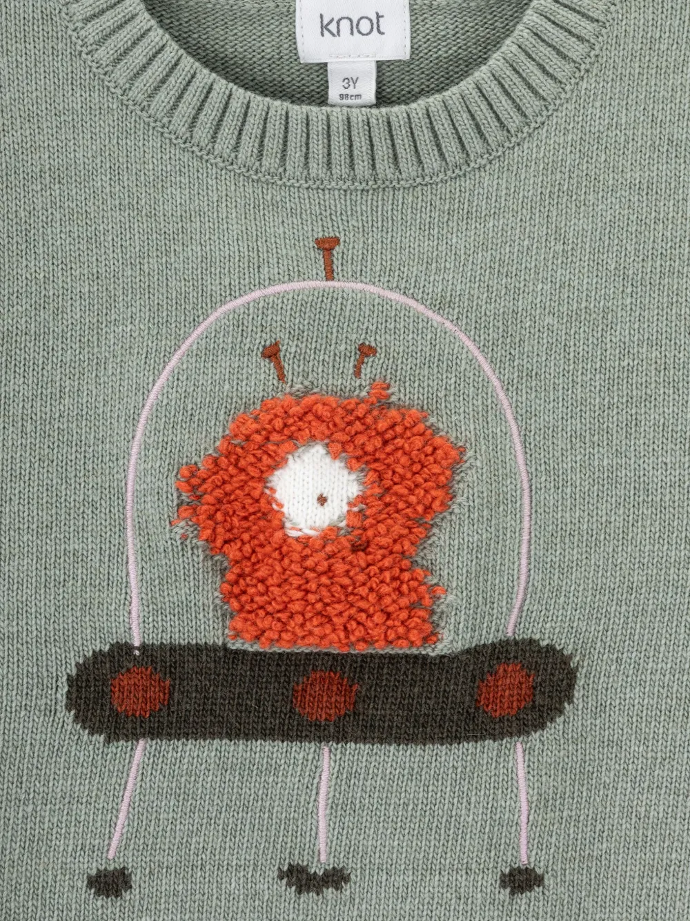 Knot The Moon Spaceship-embroidered Sweater In Green