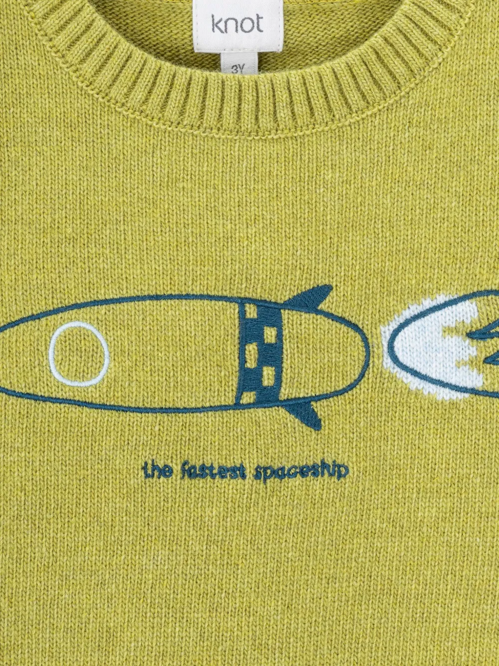 Knot Rocket Ship Embroidered Sweater In Green