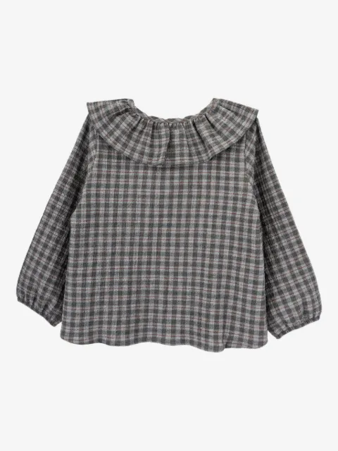 Knot Lucia checked ruffled blouse