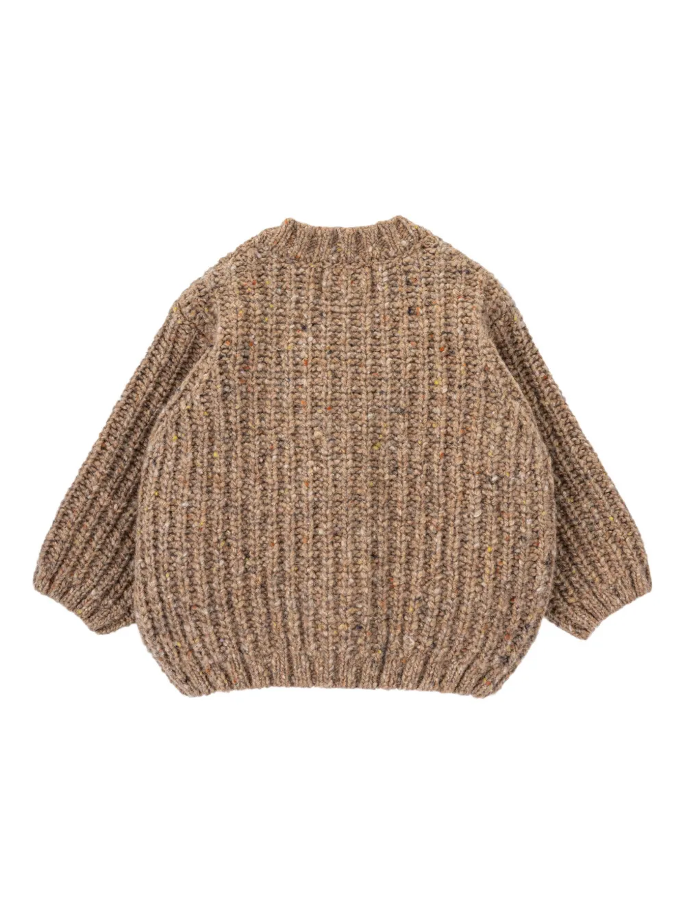 Knot Speckled Ribbed Cardigan In Brown