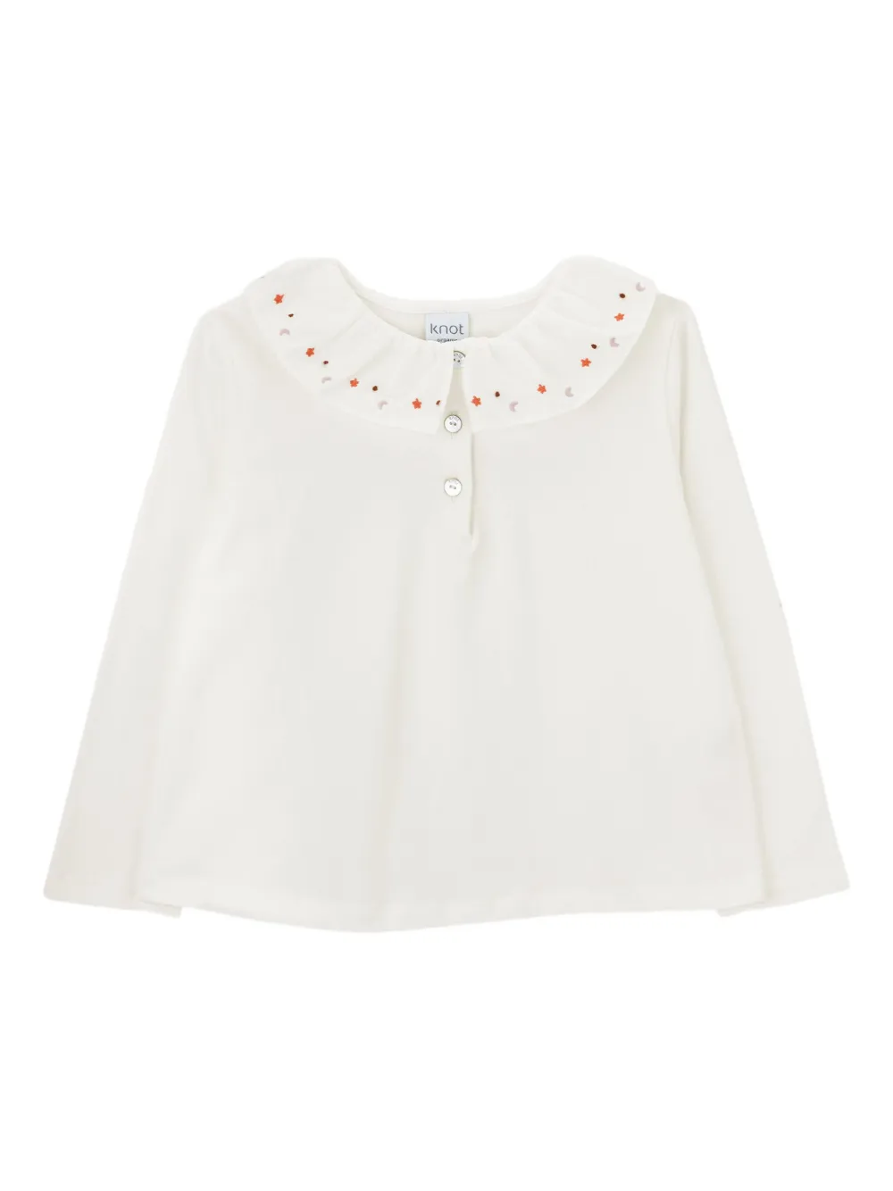 Knot Lilie embroidered ruffled-collar top | White | Image 1