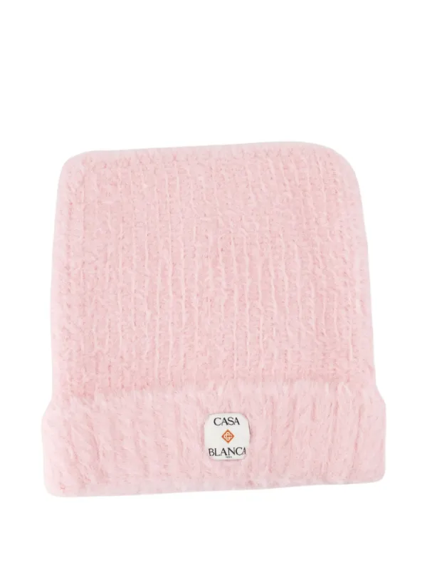 Casablanca logo-patch Beanie Pink FARFETCH IN