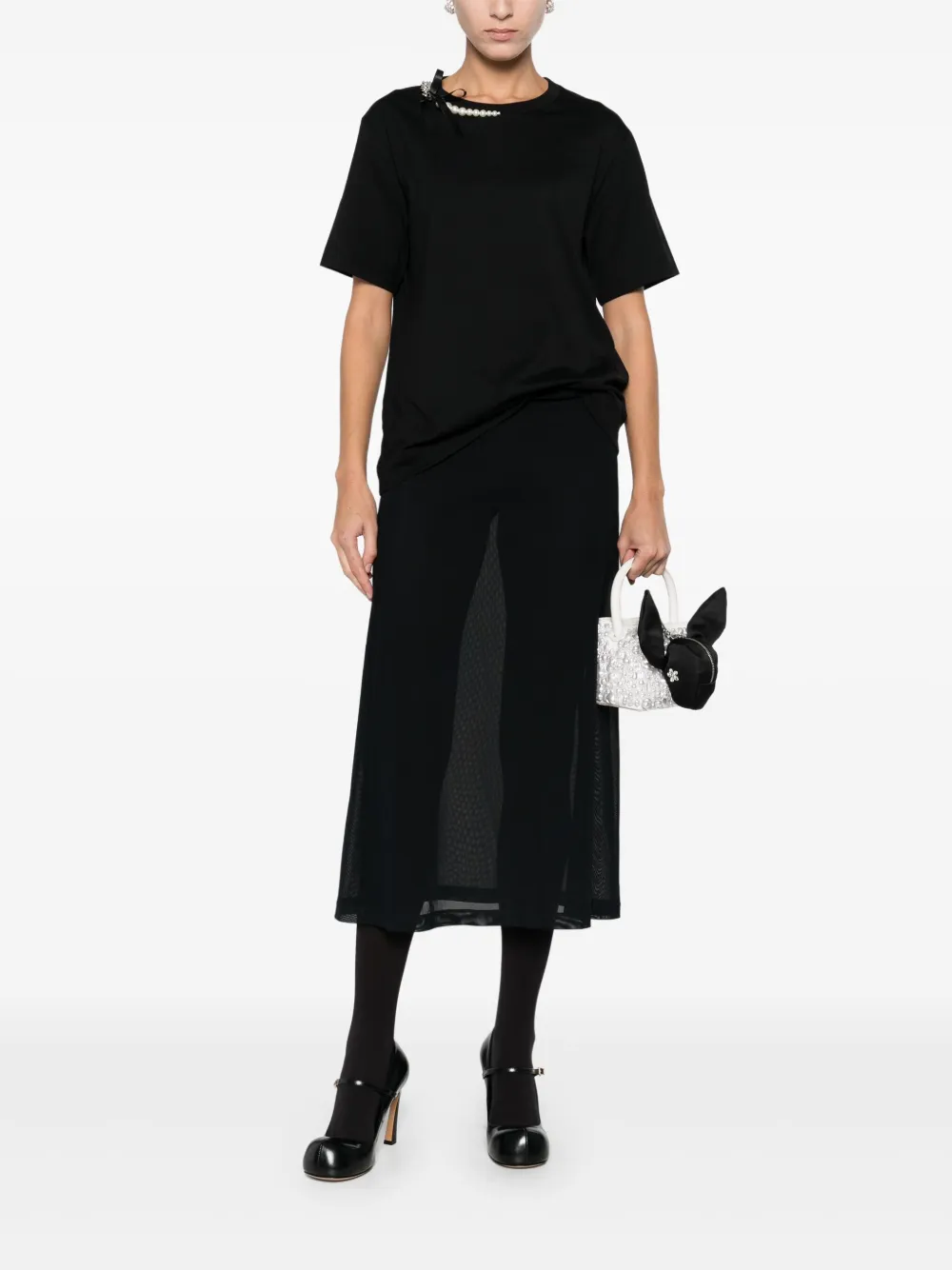 Simone Rocha Chain Pearl T-shirt In Black