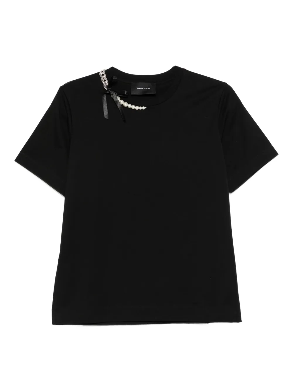 Simone Rocha Chain Pearl T-shirt In Black