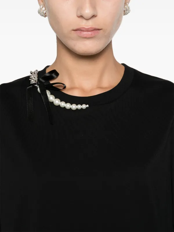 Simone Rocha Chain Pearl T-shirt | Black | FARFETCH