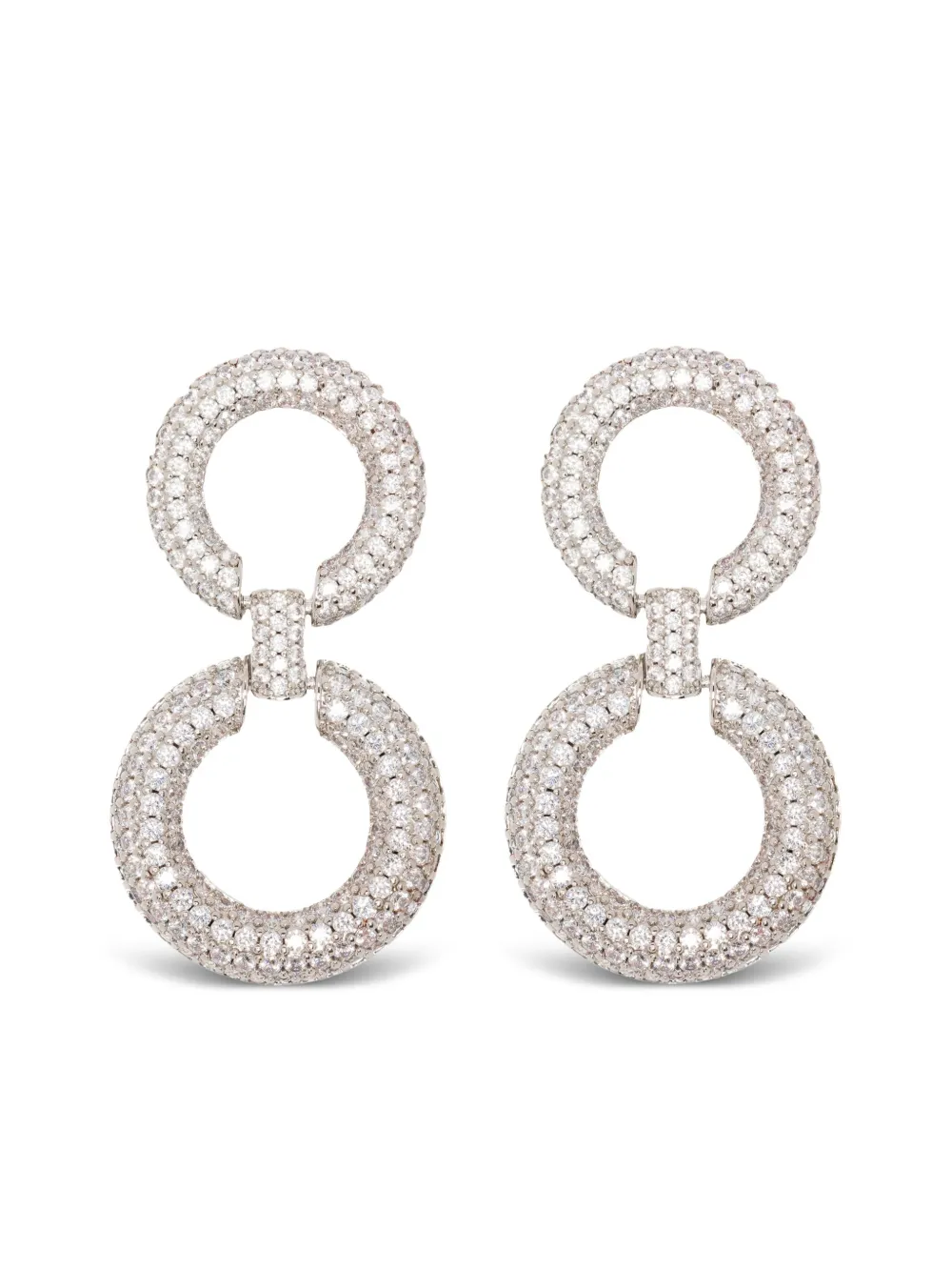 Self-Portrait double-circle embellished earrings | Silver | Image 1