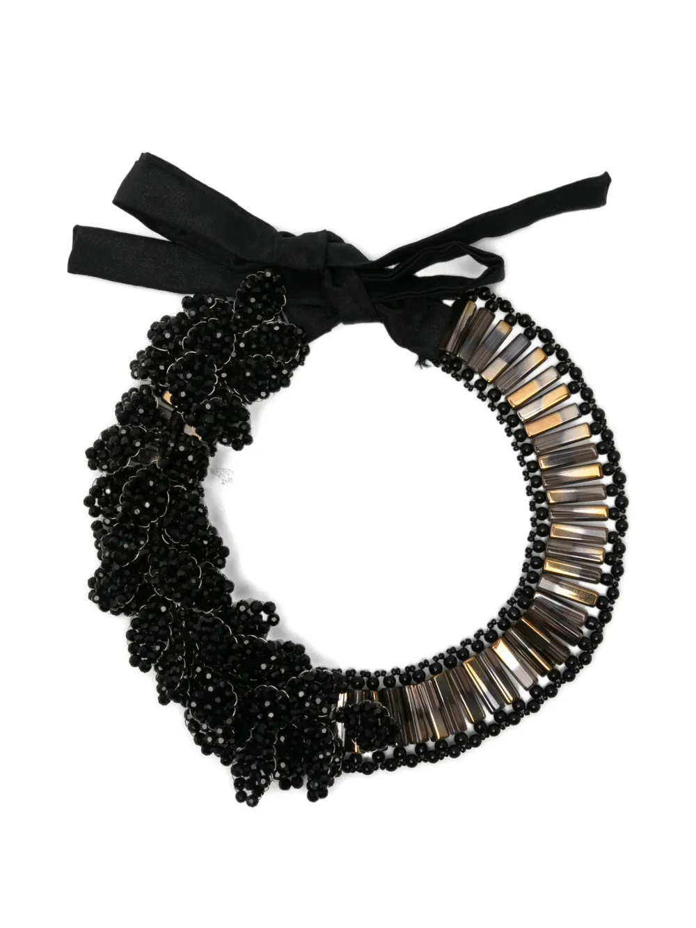 Night Market leaves beaded bijoux necklace - Nero