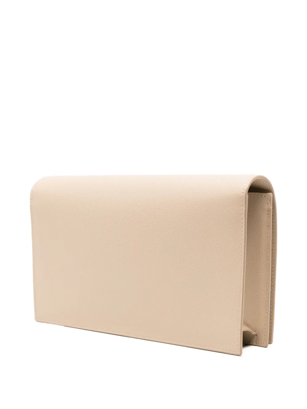 Saint Laurent Logo-plaque Clutch Bag In Neutral
